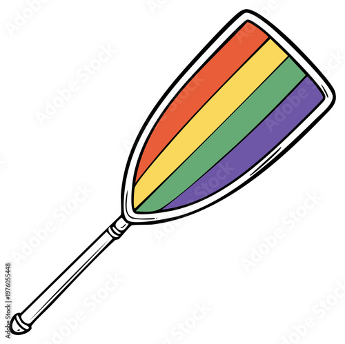 Rainbow Paddle Vector Illustration with Black Outline isolated on White