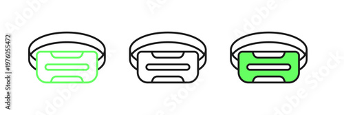 Set line Virtual reality glasses icon isolated on white background. Stereoscopic 3d vr mask. Optical head mounted display. Vector