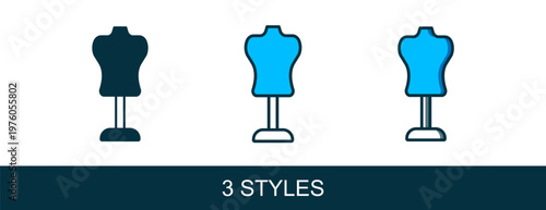 Filled outline Mannequin icon isolated on white background. Tailor dummy. Vector