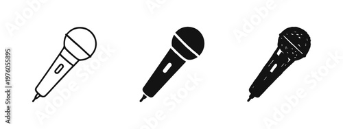 Microphone Icons Set for Audio Recording, Voice Communication and Speech.