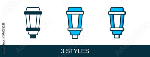 Filled outline Garden light lamp icon isolated on white background. Solar powered lamp. Lantern. Street lamp. Vector