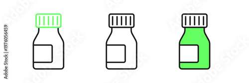 Set line Vitamin complex of pill capsule icon isolated on white background. Healthy lifestyle. Vector