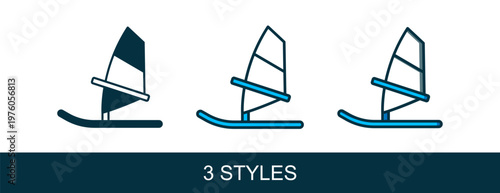 Filled outline Windsurfing icon isolated on white background. Vector