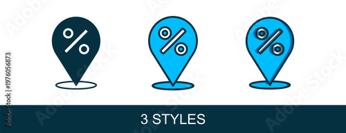 Filled outline Location with percent discount icon isolated on white background. Money location icon. Business and investment concept. Vector