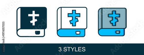 Filled outline Holy bible book icon isolated on white background. Vector