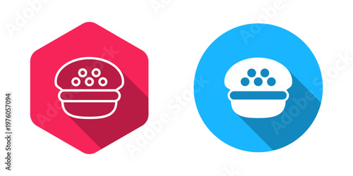 Filled and outline Taxi driver cap icon isolated with long shadow background. Vector