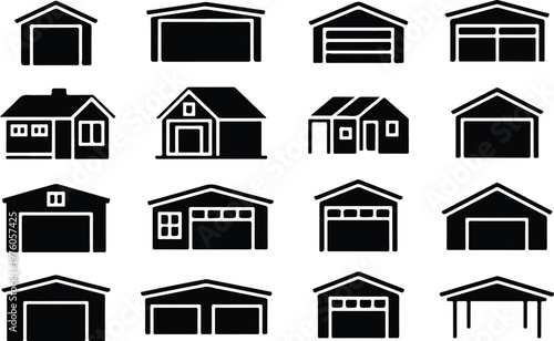 Garage Silhouette Icon Car Parking Outline Building Design