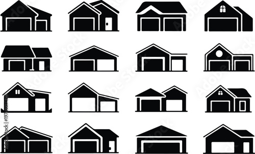 Garage Silhouette Icon Car Parking Outline Building Design