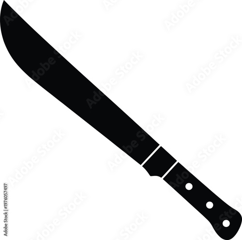 Large machete knife silhouette for outdoor survival and garden work with sharp blade and ergonomic handle.