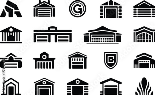 Garage Silhouette Icon Car Parking Outline Building Design
