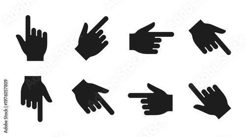 Black silhouette pointing hand gestures.