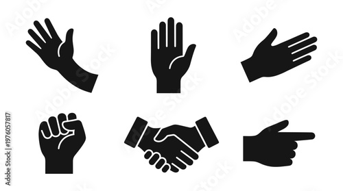 Black hand icons in various gestures.