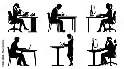 People working on computers office.