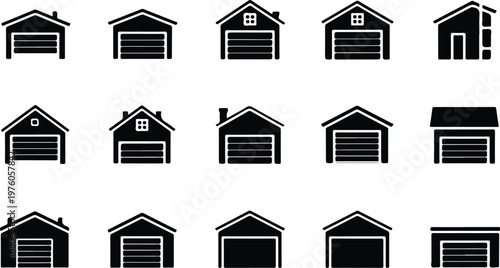 Garage Silhouette Icon Car Parking Outline Building Design