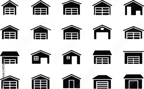 Garage Silhouette Icon Car Parking Outline Building Design