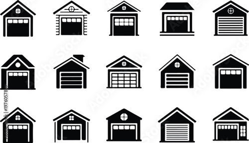Garage Silhouette Icon Car Parking Outline Building Design