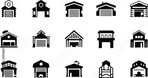 Garage Silhouette Icon Car Parking Outline Building Design