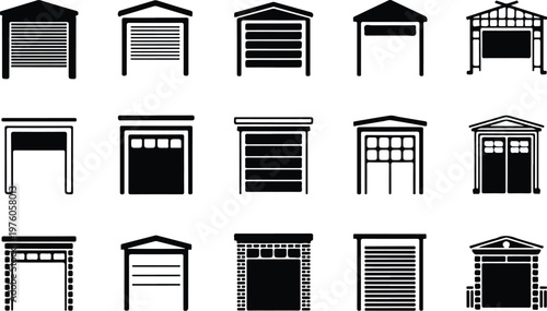 Garage Silhouette Icon Car Parking Outline Building Design