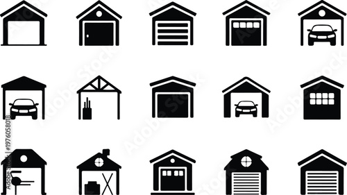 Garage Silhouette Icon Car Parking Outline Building Design