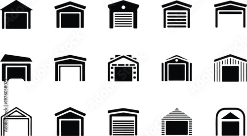 Garage Silhouette Icon Car Parking Outline Building Design