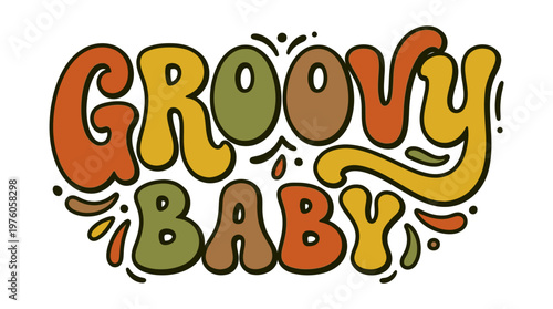 Groovy baby text graphic design.