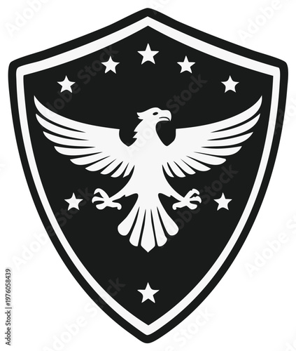 Heraldic Shield with Eagle and Stars Symbol of Power and Freedom