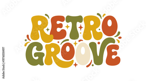 Retro Groove Text Logo Design.