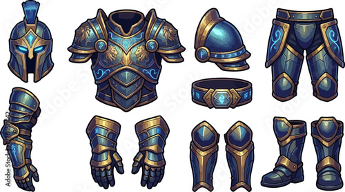Fantasy armor pieces for character design.