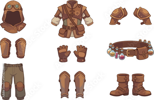 Fantasy leather armor clothing set.