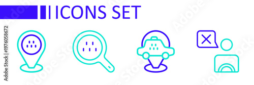 Set line Taxi driver, Location taxi car, Search and icon. Vector