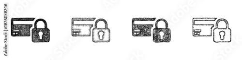 Sketch credit card security icon design set