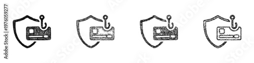 Sketch phishing protection icon design set