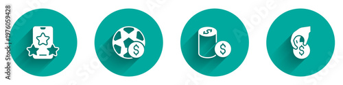 Set Online sports betting, Football money, Casino chip with dollar and Hand holding casino chips icon with long shadow. Vector