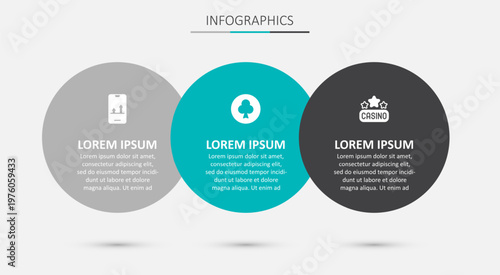 Set Playing card with clubs symbol, Online sports betting and Casino signboard. Business infographic template. Vector