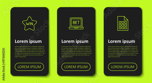 Set line Casino win, Online sports betting and Lottery ticket. Business infographic template. Vector