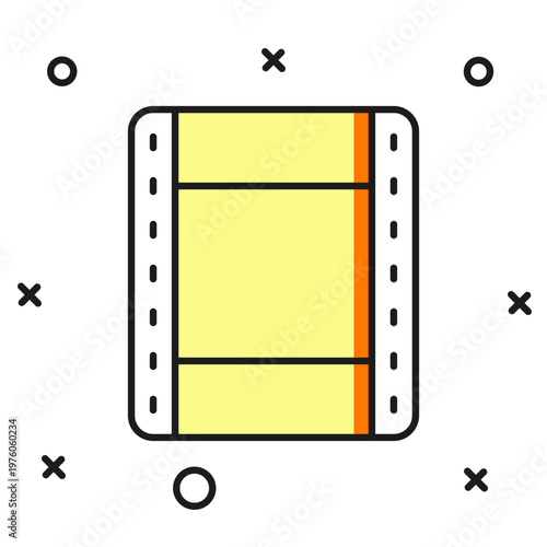 Filled outline Play video icon isolated on white background. Film strip sign. Flat filled outline style with shadow. Vector