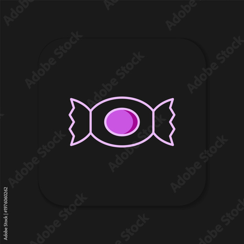 Filled outline Candy icon isolated on black background. Happy Halloween party. Flat filled outline style with shadow. Vector
