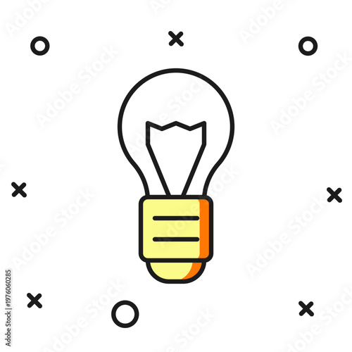 Filled Creative lamp light idea icon isolated on white background. Concept ideas inspiration, invention, effective thinking, knowledge and education. Flat filled outline style with shadow. Vector