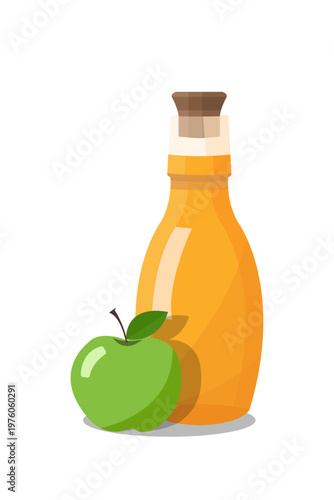 Cider. bottle of apple cider. vector illustration