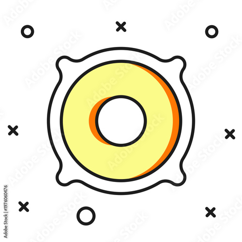 Filled outline Stereo speaker icon isolated on white background. Sound system speakers. Music icon. Musical column speaker bass equipment. Flat filled outline style with shadow. Vector