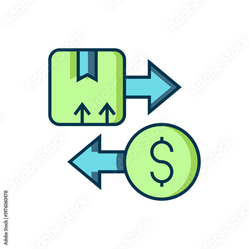 Filled outline Tax carton cardboard box icon isolated on white background. Box, package, parcel sign. Delivery and packaging. Flat filled outline style with shadow. Vector