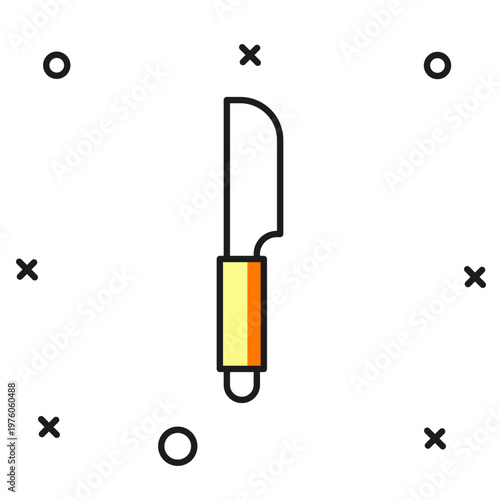 Filled outline Knife icon isolated on white background. Cutlery symbol. Flat filled outline style with shadow. Vector