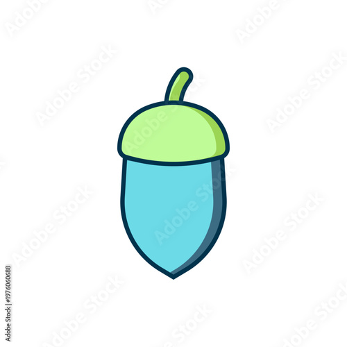 Filled outline Acorn icon isolated on white background. Flat filled outline style with shadow. Vector