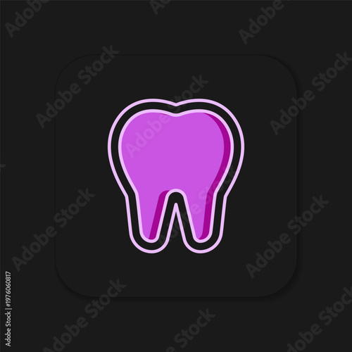 Filled outline Tooth icon isolated on black background. Tooth symbol for dentistry clinic or dentist medical center and toothpaste package. Flat filled outline style with shadow. Vector