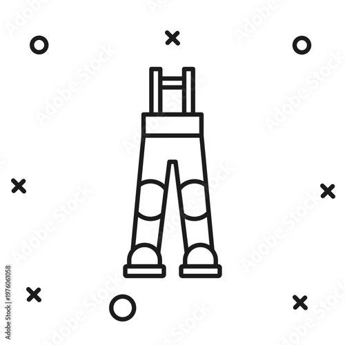 Filled outline Fisherman rubber pants icon isolated on white background. Flat filled outline style with shadow. Vector