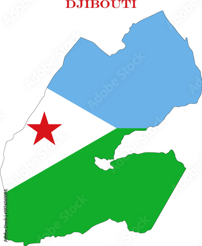 Djibouti Map Flag Horn of Africa National Vector Outline Design