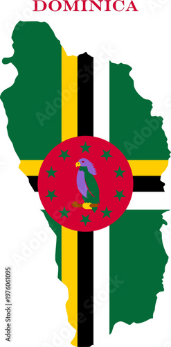 Dominica Map Flag Caribbean National Vector Outline Sisserou Icon