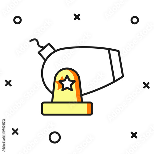 Filled outline Cannon icon isolated on white background. Flat filled outline style with shadow. Vector
