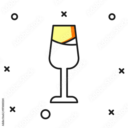 Filled outline Wine glass icon isolated on white background. Wineglass sign. Flat filled outline style with shadow. Vector
