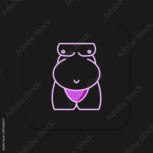 Filled outline Obesity icon isolated on isolated on black background. Unhealthy lifestyle. Wrong food. Flat filled outline style with shadow. Vector